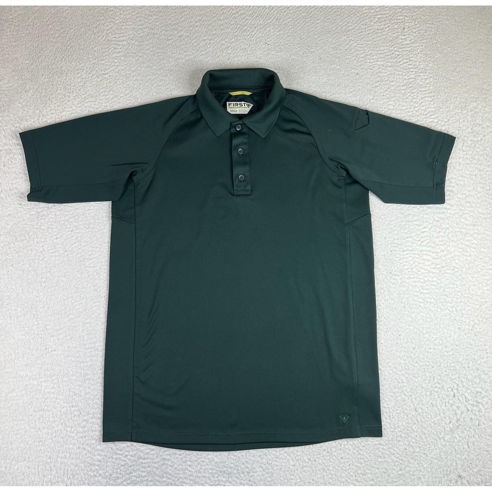 First Tactical Polo Shirt Mens Medium Green Solid Work Uniform Performance Knit